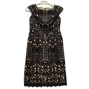 NWT White House Black Market Black Lace Overlay Cap‎ Sleeve Dress Women's Size 6